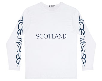Scottish Long Sleeve Shirt: Dark Blue Celtic Sleeve Design