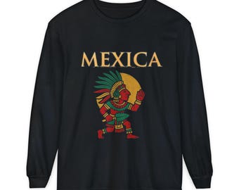Mexica Long Sleeve Shirt: Ethnic Style Cotton Tee