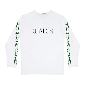Wales Long Sleeve T-Shirt: Dark Green Celtic Sleeve Design