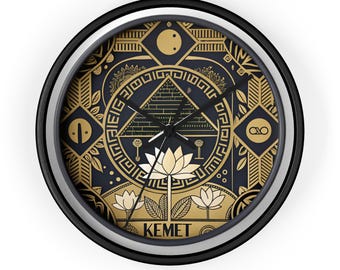 Kemet Wall Clock: Ancient Egyptian Hieroglyphics Art - 10"