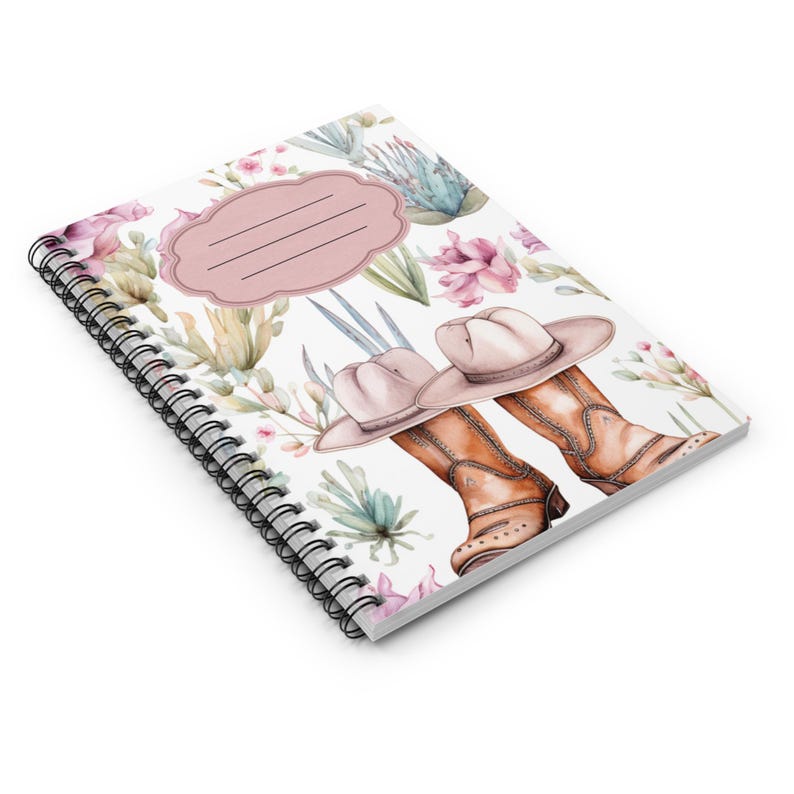 Cowboy Boots and Hats Spiral Notebook | Floral Ruled Journal - Etsy