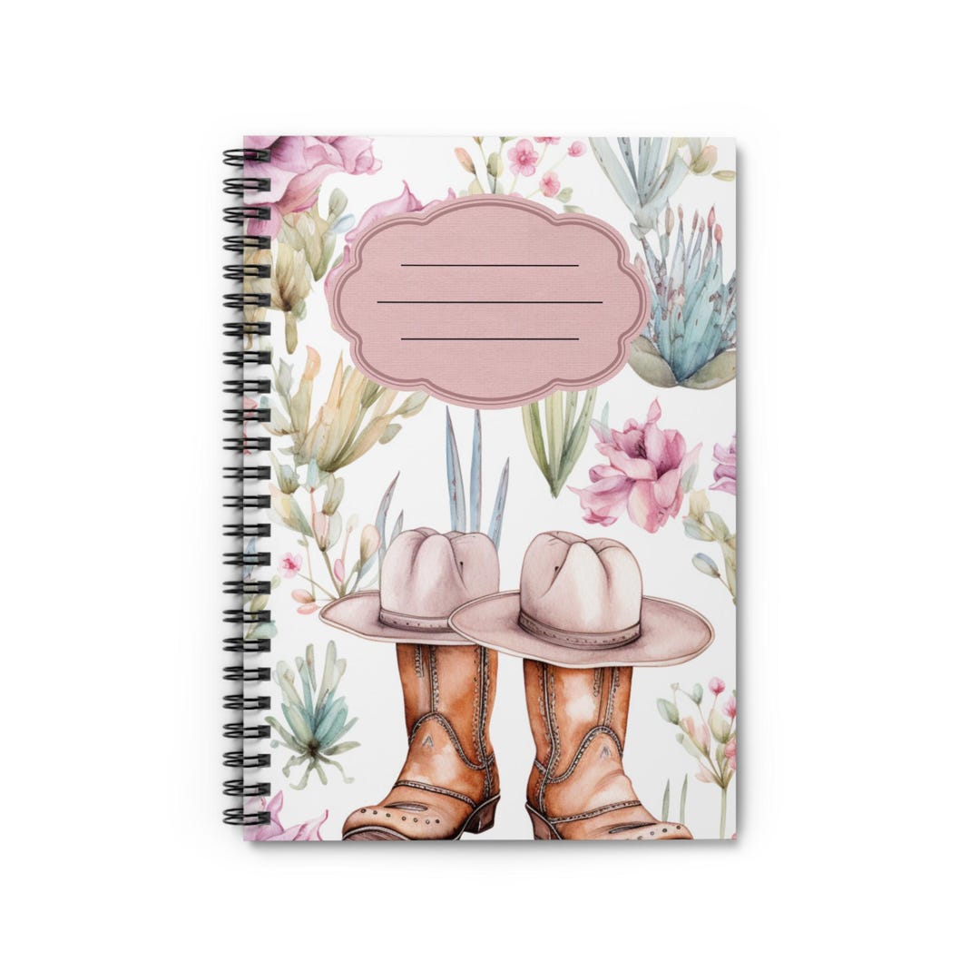 Cowboy Boots and Hats Spiral Notebook | Floral Ruled Journal - Etsy