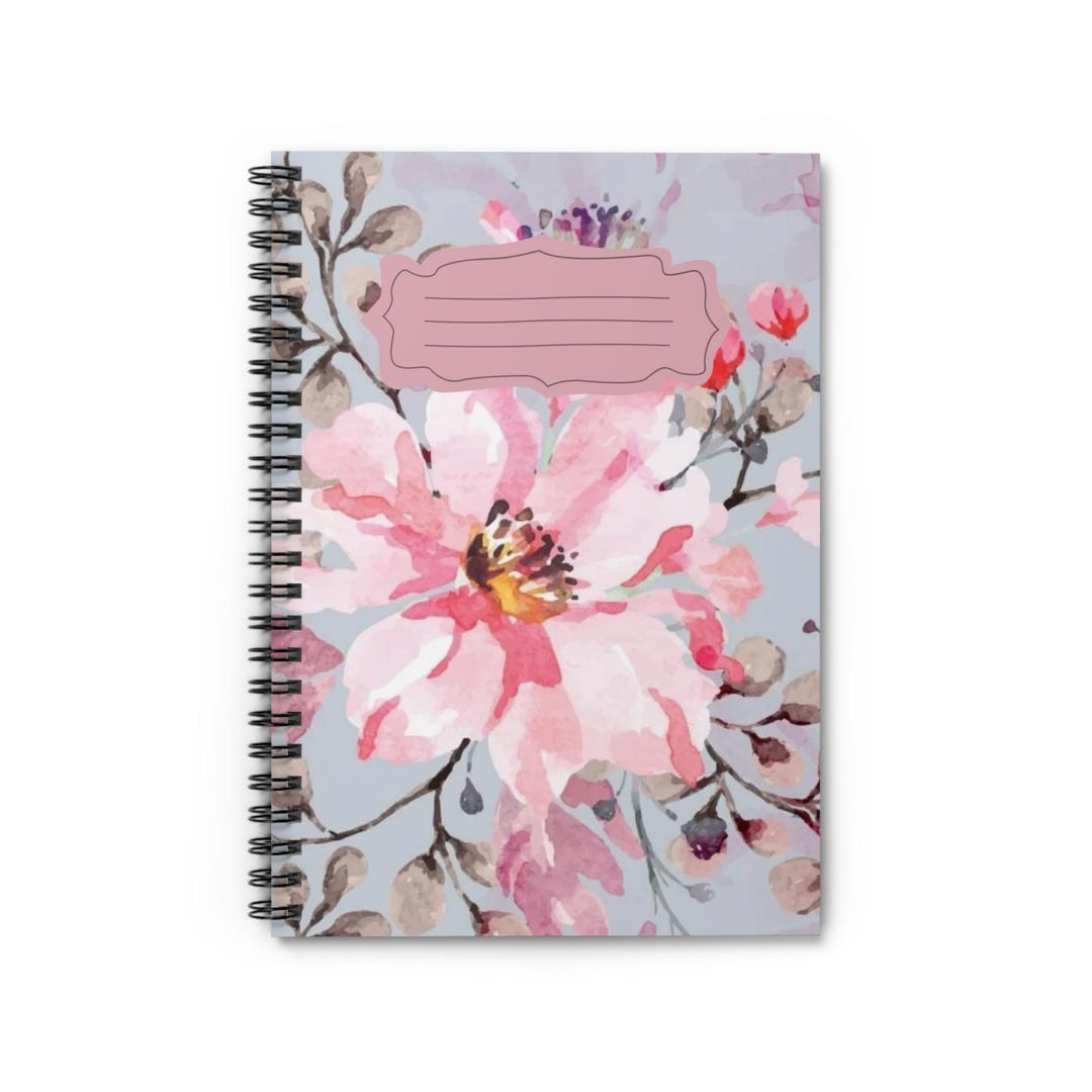 Pink Watercolor Floral Spiral Notebook | Ruled Lined Journal - Etsy