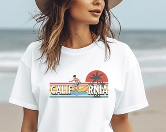 California Beach Shirt, Retro Surfing Tee, Retro California Shirt, Beach Life Shirt, Summer Vacation T-Shirt, Cali Girl Shirt