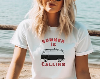 Retro Summer Is Calling Shirt, Road Trip T-Shirt, Cute Vintage Beach Vacation Gift Shirt, Vacay Mode Tee,  Summer Vibes Shirt