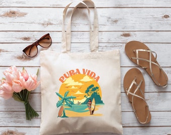 Cute Tote Bag for Beach Lovers, Costa Rica Vacation Tote, Reusable Shopping Bag, Gift for Travel Lovers, Destination Wedding Gift