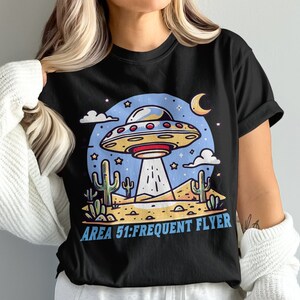Funny UFO T-Shirt, Retro Alien In The Desert Shirt, Sci-Fi Enthusiast Gift, Cosmic Adventure Tee, Extraterrestrial Fun Shirt