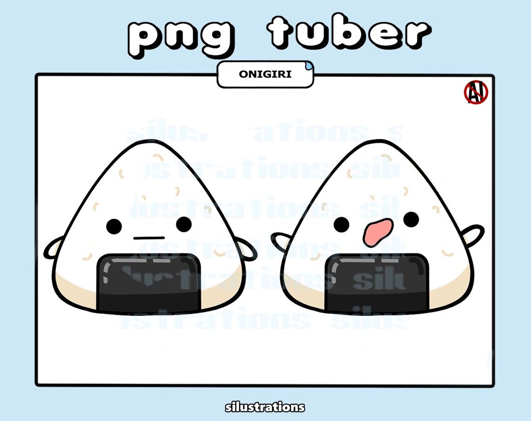Onigiri Rice Ball Pngtuber Avatar: Chibi Kawaii Design (digital ...