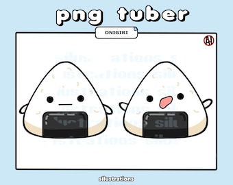 Onigiri Rice Ball PNGTuber Avatar: Chibi Kawaii Design (Digital Download, Veadotube File)