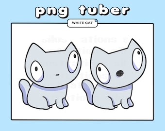 PNGTuber - White Cat | Chibi | Cute | Cat Tuber | Twitch | YouTube | Avatar | Vtuber | Character for PNGTubers