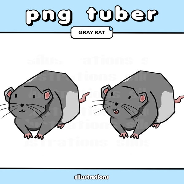 PNGTuber - Rat | Chibi | Cute | Gray Rat | Twitch | YouTube | Avatar | Vtuber | PNGTuber | Model Ready to Use | Download for OBS