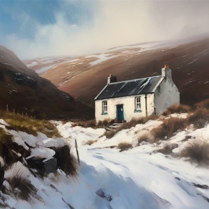 Snow On An Irish Cottage - Irish print - Ireland landscape print - Irish art