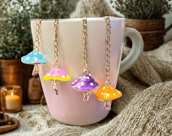 Mushroom Tea Infuser: Gold Enamel, Whimsical Loose Leaf