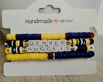 Denver Nuggets Inspired Heishi Bracelet Set – Handmade Team Spirit Stack