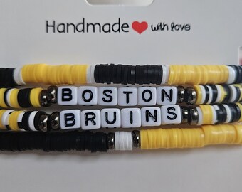 Boston Bruins Inspired Beaded Bracelet Set