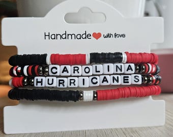 Carolina Hurricanes  Inspired Beaded Bracelet Set