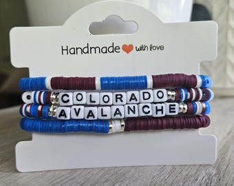 Colorado Avalanche Inspired Stretch Bracelet Set –Team Spirit Jewelry