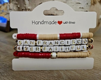 San Francisco 49ers Inspired “Faithful” Bracelet Stack