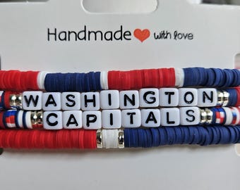 Washington Capitals Inspired Beaded Bracelet Set