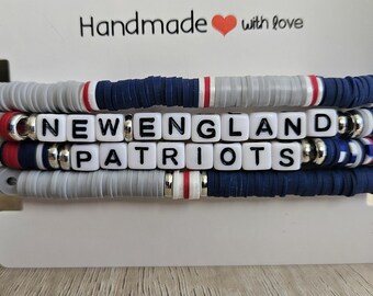 New England Patriots Inspired Bracelet Set – Handmade Sports Fan Jewelry