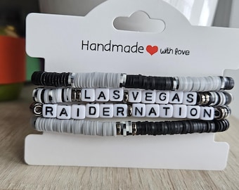Las Vegas Raiders "Raider Nation" Inspired Bracelet Set | Handmade Heishi Bead Stack | Team Jewelry