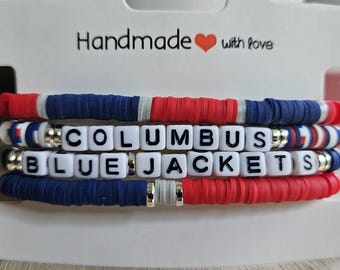 Columbus Blue Jackets Inspired Beaded Bracelet Set