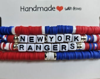 New York Rangers  Inspired Beaded Bracelet Set