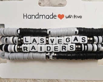 Las Vegas Raiders Bracelet Set | Handmade Heishi Bead Stack | Team Jewelry