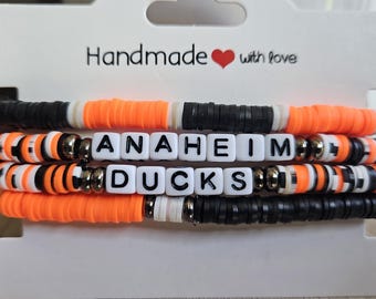 Anaheim Ducks Inspired Beaded Bracelet Set