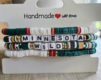 Minnesota Wild Inspired Beaded Bracelet Set