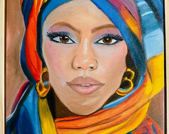 Abstract painting portrait African woman