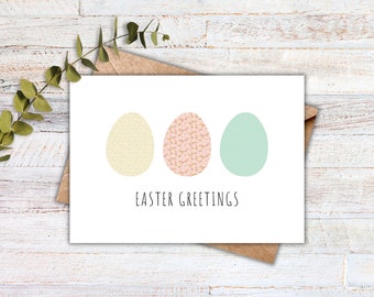 Easter Card Printable, Easter Eggs Cottagecore Print, Holiday Greeting Card, Spring Colors, Instant download, 7x5 PDF