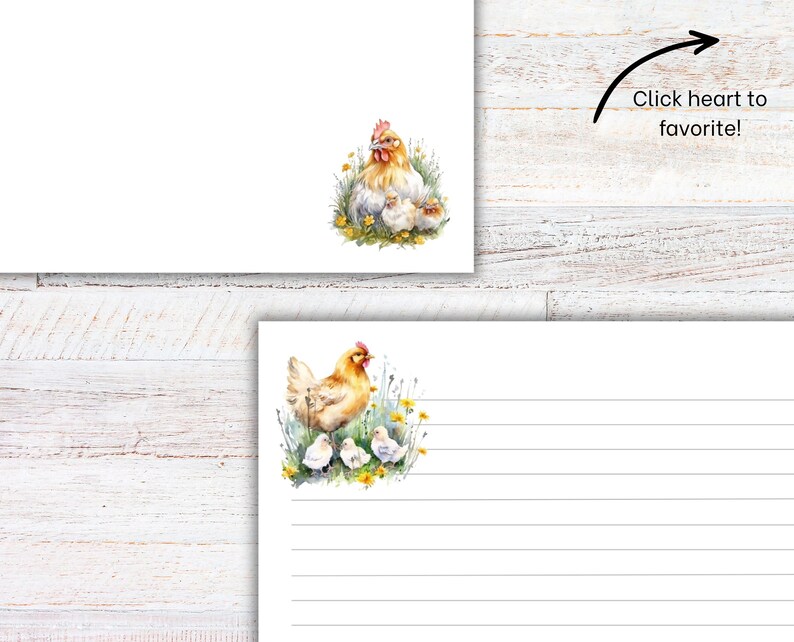 Printable Chicken Stationery | Letter Writing Paper | Lined Unlined ...