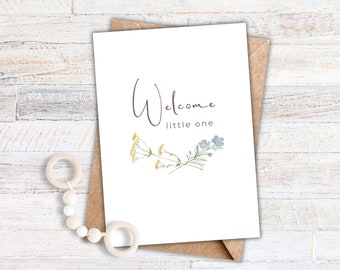 New Baby Card Printable | Baby Shower Card | Baby Congratulations | Welcome Little One | Instant Download | Greeting Card