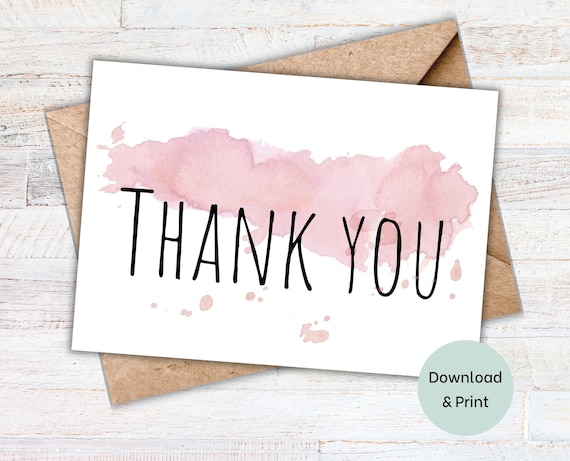 Thank You Card Printable | Pink Thank You Card | Instant