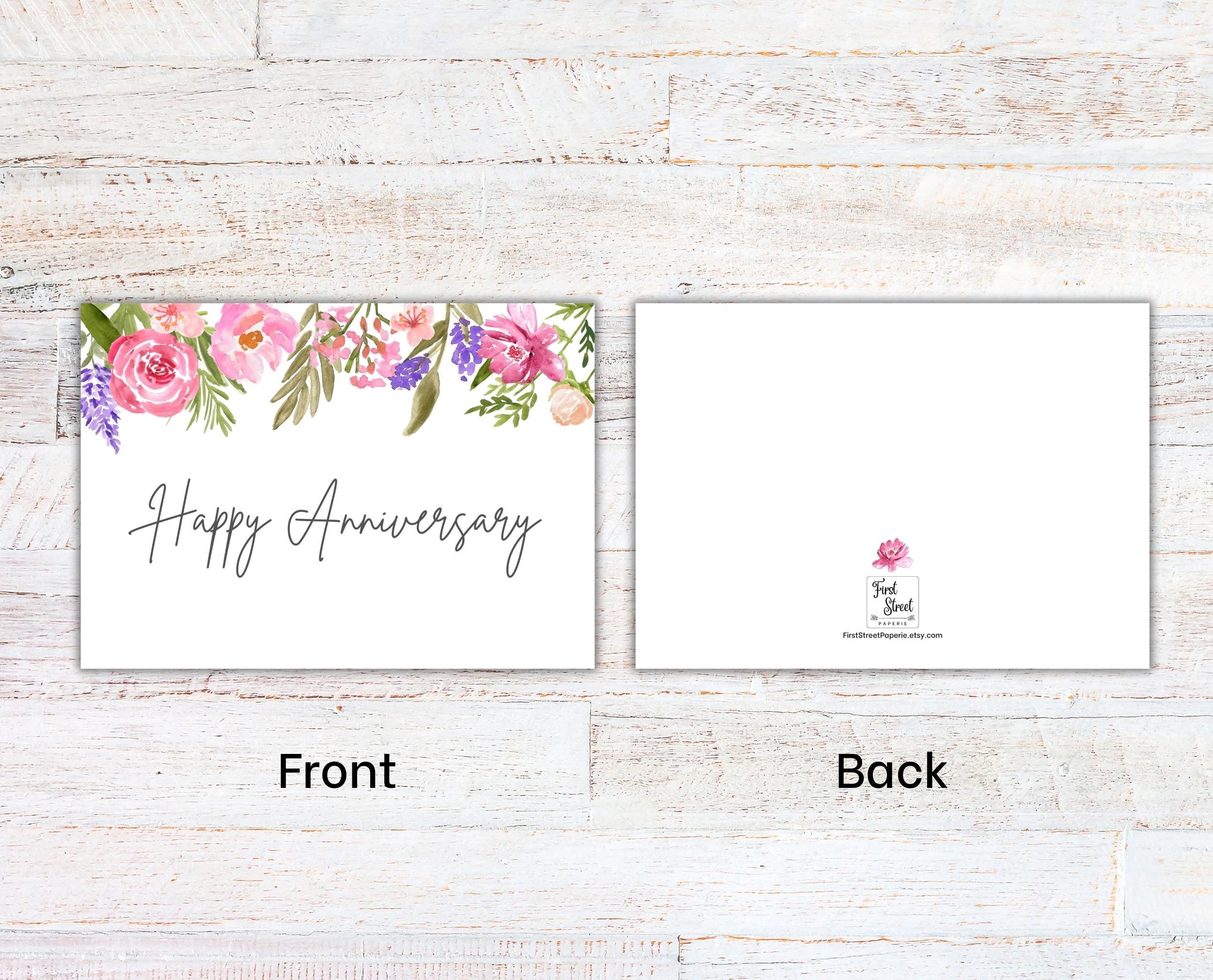 Printable Anniversary Card | Watercolor Floral | Happy Anniversary Card ...