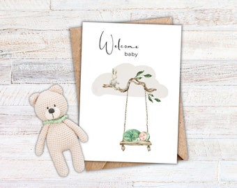 Baby Card Printable Baby Shower Card Welcome Baby Card Instant Download Greeting Card  Newborn Baby Card for Gender Neutral Baby