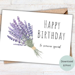 Birthday Card Printable | Someone Special | Lavender Flowers | Instant Download | Greeting Card | Floral Birthday Card | Birthday Gift