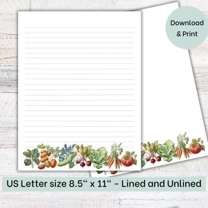 Vegetable Garden Printable Stationery, Recipe Book Page, Garden Notes, Homegrown Veggies, Farm Produce, Farmers Market, Garden Lover