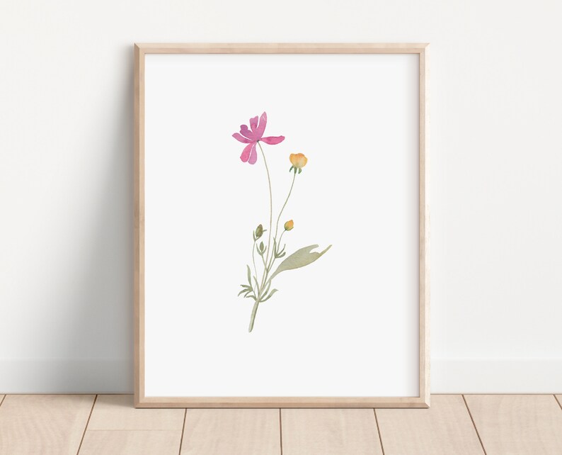 Watercolor Wildflowers Printable Art Set of 3, Girls Nursery, Living ...