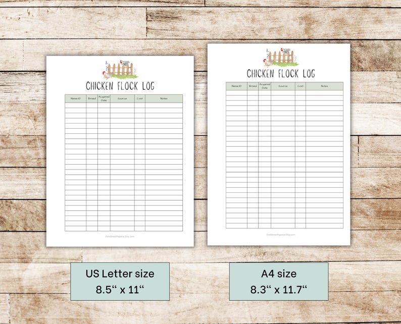 Printable Chicken Flock Log | Backyard Chicken Keeping Tracker ...