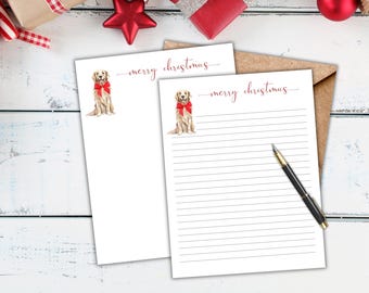 Golden Retriever Christmas Letter Writing Paper (Digital Download)