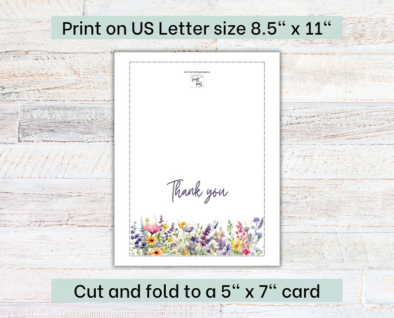 Wildflower Thank You Card Printable | Floral Thank You Card | Bridal ...