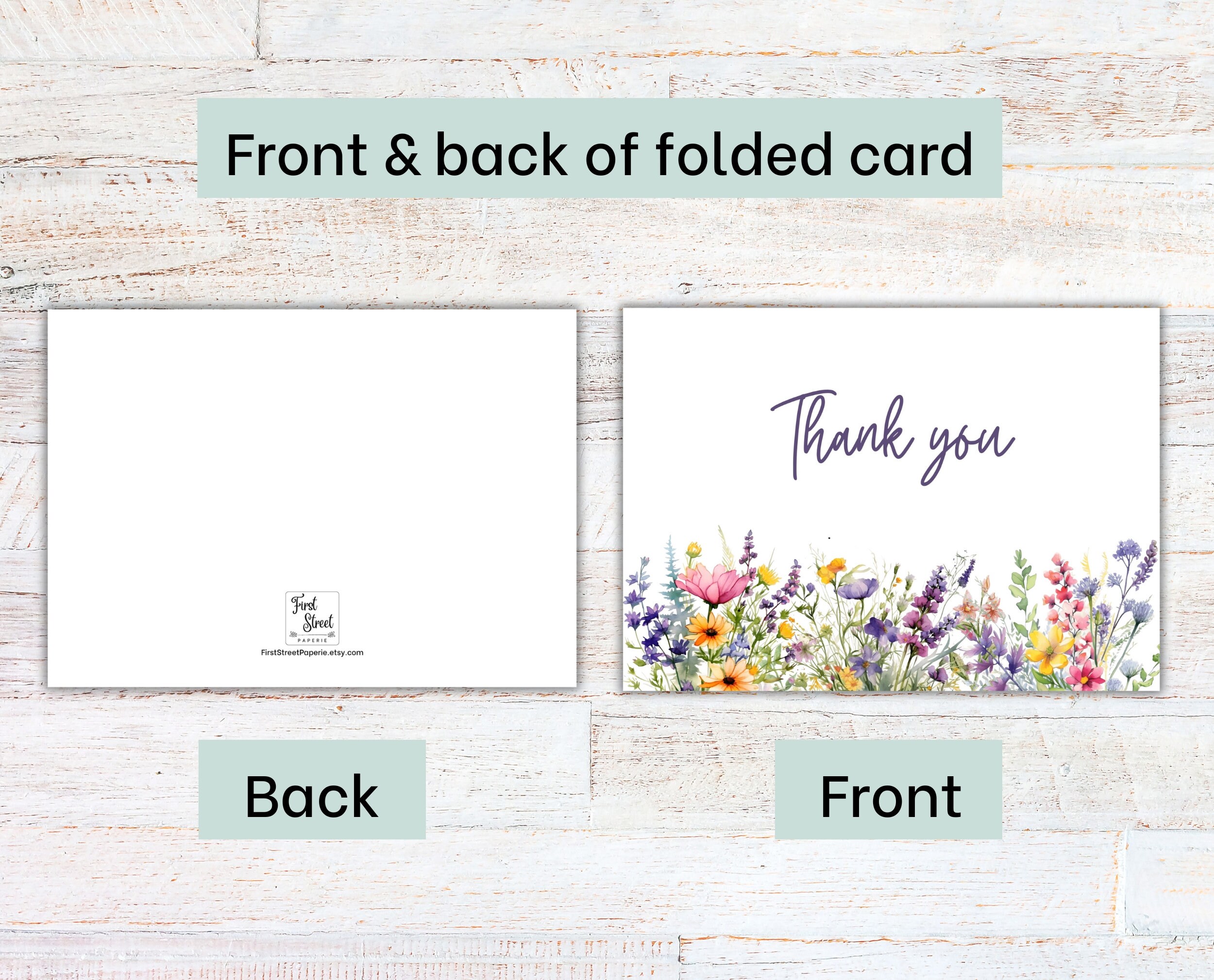Wildflower Thank You Card Printable | Floral Thank You Card | Bridal ...