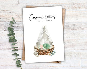 Baby Card Printable Baby Shower Card Congratulations New Baby Card Gender Neutral Instant Download Boho New Baby New Parents Greeting Card