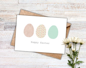 Happy Easter Card Printable, Cottagecore Print Easter Eggs Greeting Card, Spring Colors, Instant download, 7x5 PDF