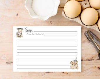 Farmhouse Recipe Cards | Vintage Baking Supplies Design | 4x6 | Front & Back | Printable PDF Instant Download