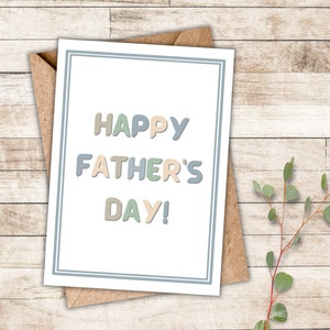 Printable Fathers Day Card, Happy Fathers Day Greeting Card, Instant Download PDF, Simple Card for Dad, Blank Inside