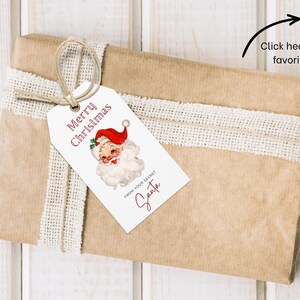 Secret Santa gift tag printable with vintage retro Santa Claus, Christmas party gift exchange for family friends coworkers, 2 x 3.5" PDF image 4