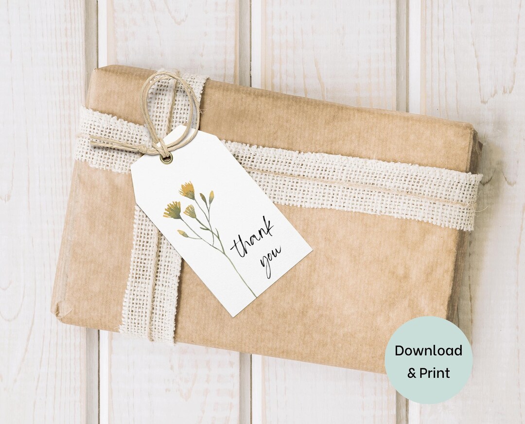 Thank You Gift Tags Printable Minimal Wildflower Floral Favor Tag for ...